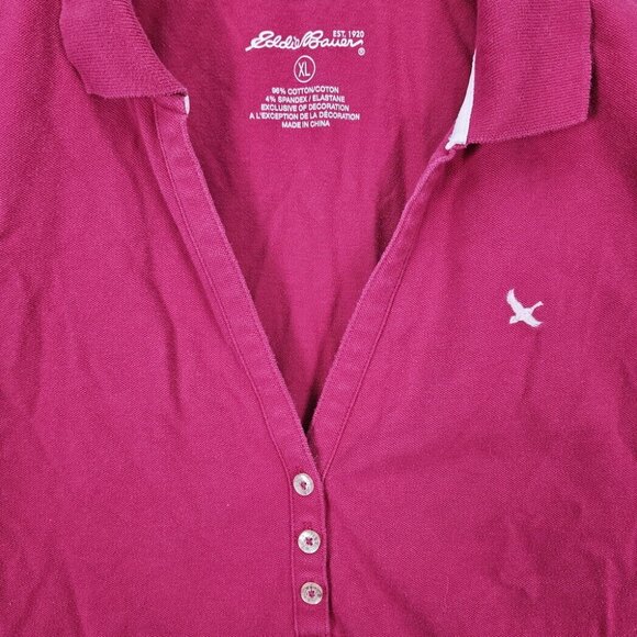 Eddie Bauer Polo Shirt Embroidered Logo Short Sleeve Collared Women's Sz XL Pink - Picture 6 of 10